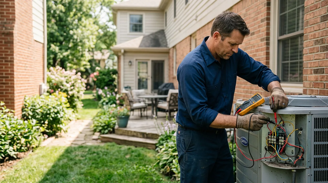 HVAC technician working near Plymouth, NY